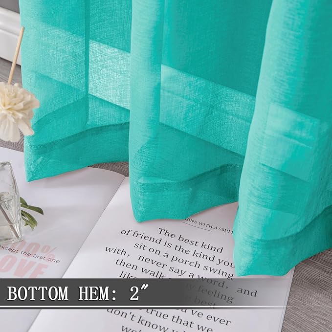 Tollpiz Short Sheer Curtains Living Room Linen Textured Curtain Sheers Light - Image 4