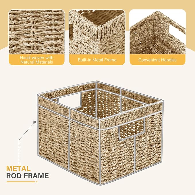 Seagrass Wicker Basket, Decorative Woven Baskets - Image 5