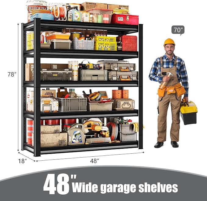 78" H Garage Shelving Heavy Duty，2800LBS Loads Adjustable Garage Storage Shelves - Image 3