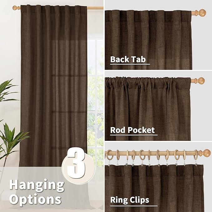 YoungsTex Brown Linen Curtains 48 Inches Long - Image 6