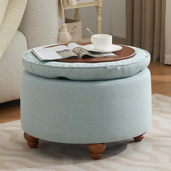 24Inch Round Storage Ottoman - Image 7