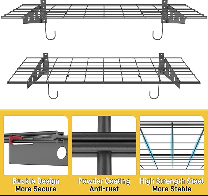 Ultrawall Garage Wall Shelves, 2 x 4 ft Wall Mounted Storage Shelves, Heavy - Image 5