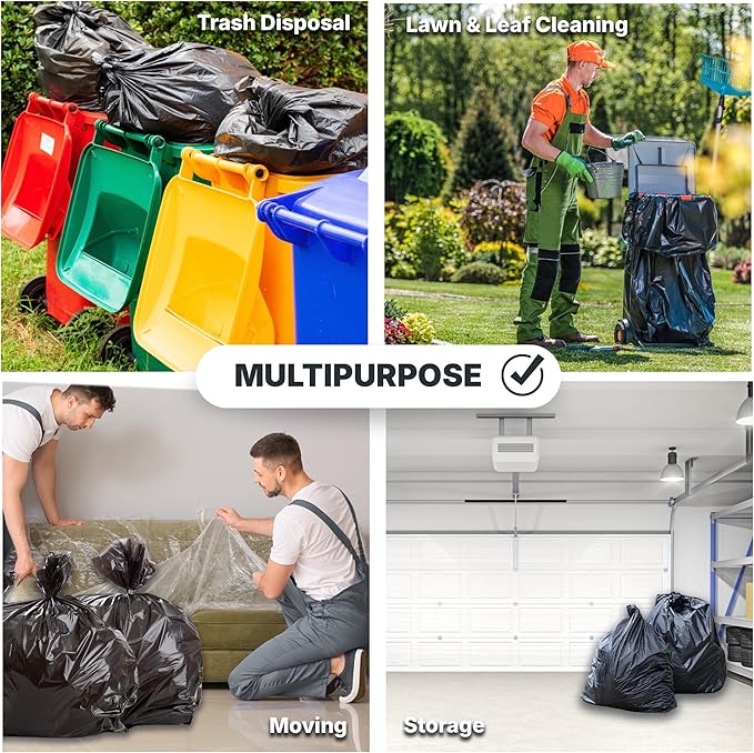 55-60 Gallon Trash Bags, 30 Micron Heavy Duty Pure LDPE Garbage Can Liners - Image 5