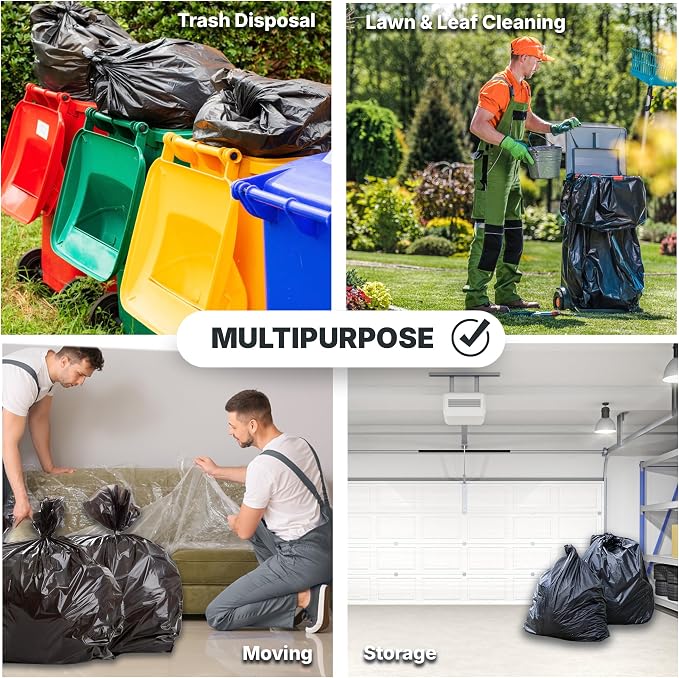 55-60 Gallon Trash Bags, 50 Micron Heavy Duty Pure LDPE Garbage Can Liners - Image 5
