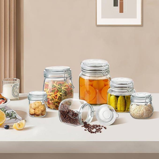Glass Food Storage Jars with Airtight Lids 34 oz Square 4 Pack Kitchen Storage - Image 6
