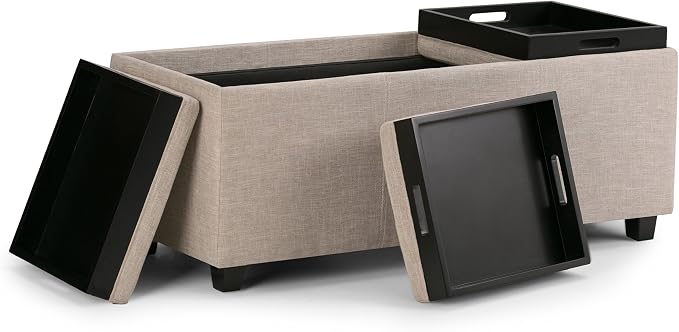 SIMPLIHOME Avalon 42 inch Wide Contemporary Rectangle Storage Ottoman in - Image 4