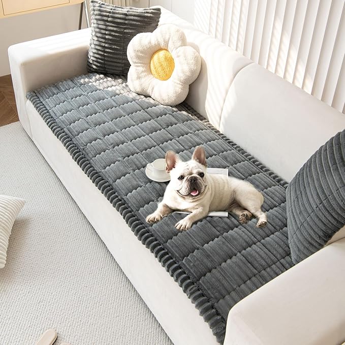 OTOB Sofa Covers for 3 Cushion Couch Washable, Fuzzy Non Slip Pet Friendly by OTOB