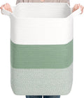 CLHMILY&Z 75L Laundry Basket Rectangular Green Rope by ClhmilyZ