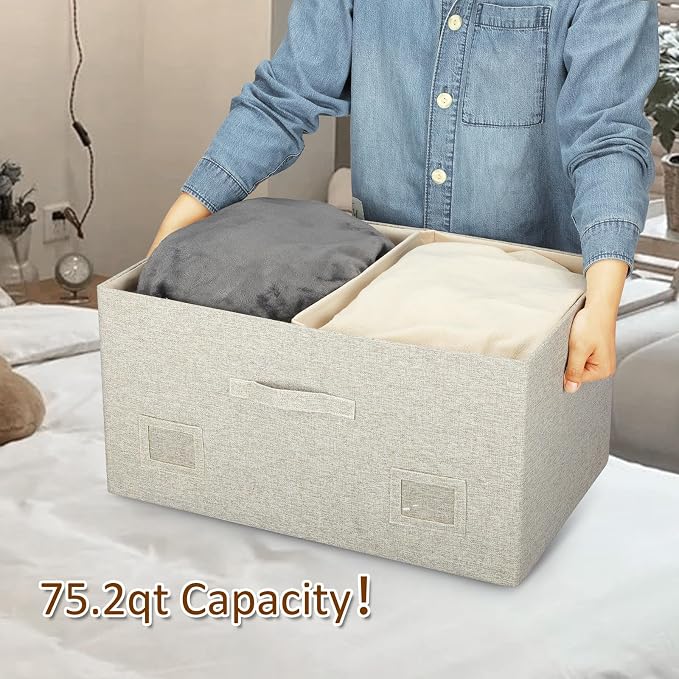 75 Quart Extra Large Decorative Collapsible Storage Bins - Image 3