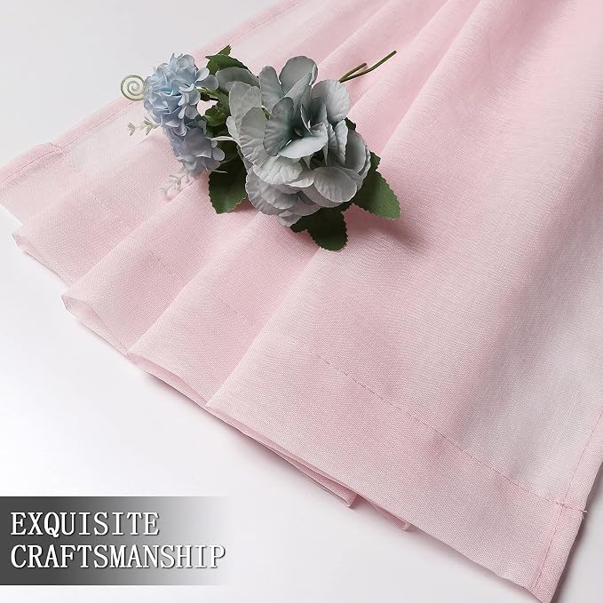 Tollpiz Short Sheer Curtain Linen Textured Living Room Curtains Sheer Light - Image 7