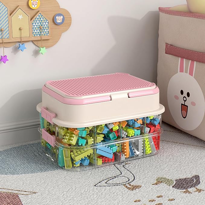 Toy Storage Organizer Box with Handle, Stackable Building Block Toy Box with by joyingbaby