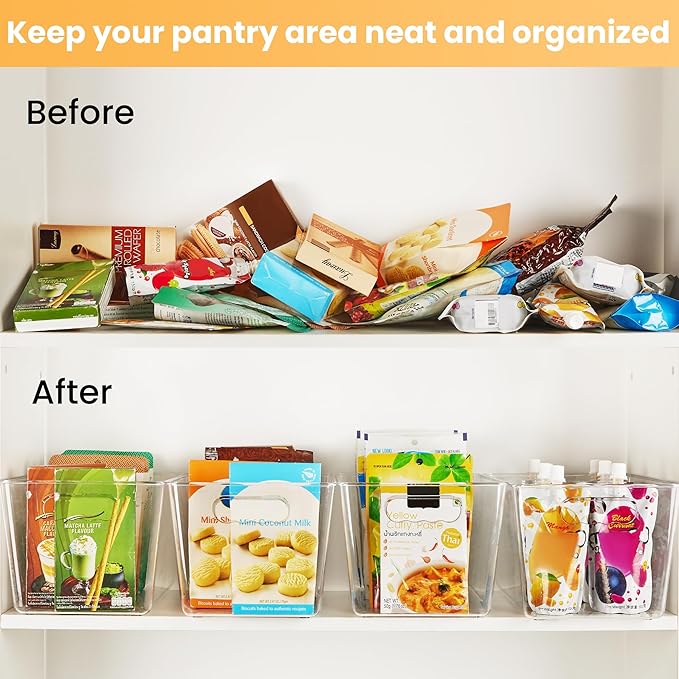 YIHONG Clear Plastic Storage Bins, 4 Pack Pantry Organizer Bins - Image 4