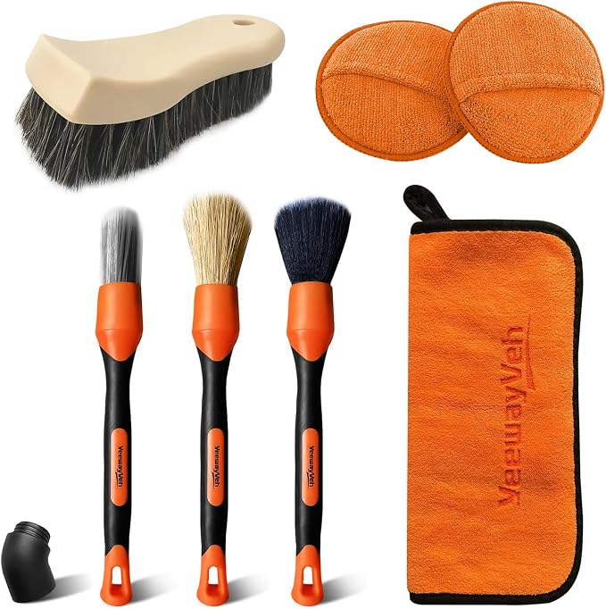 YeewayVeh 7PCS Car Interior Detailing Kit, Horse Hair Car Leather Brush by YeewayVeh