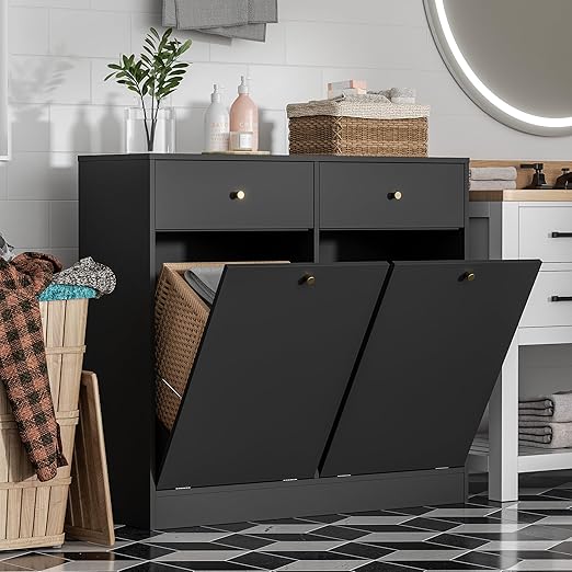 Double Tilt Out Trash Can Cabinet, Trash Storage Cabinet - Image 4
