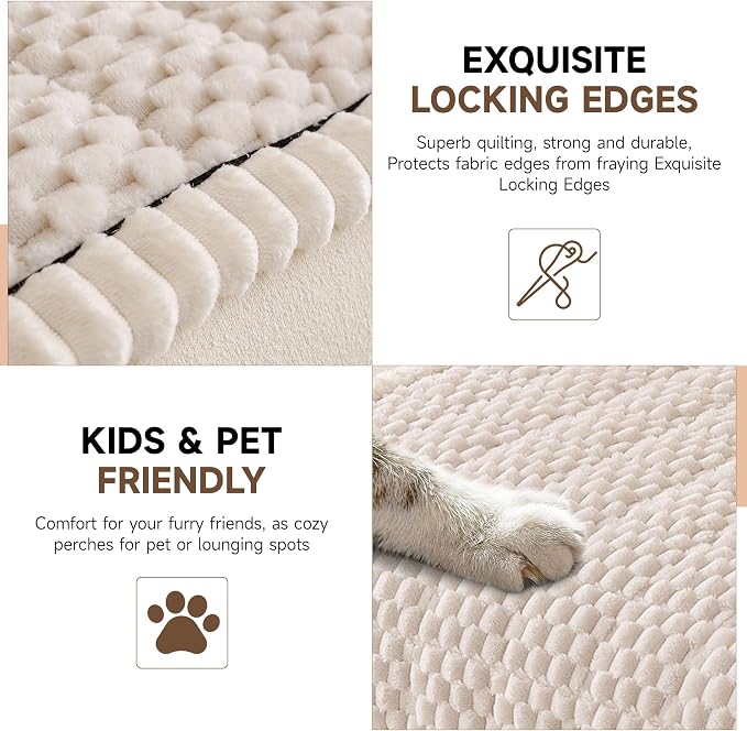 OTOB All Seasons Sofa Covers for 3 Cushion Couch Washable, Fuzzy Non Slip Kids - Image 4