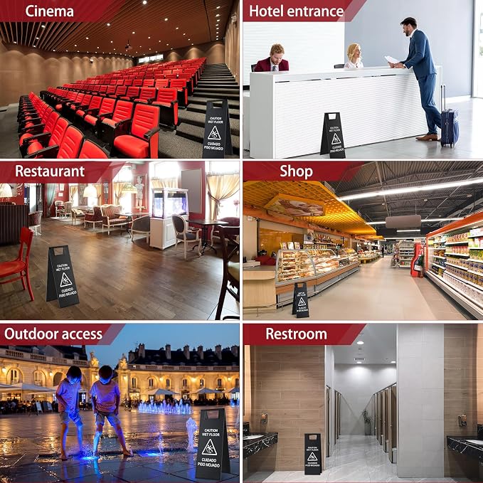LEIFIDE 4 Pcs Stainless Steel Wet Floor Caution Sign Bulk 8.8 Pound Portable - Image 5