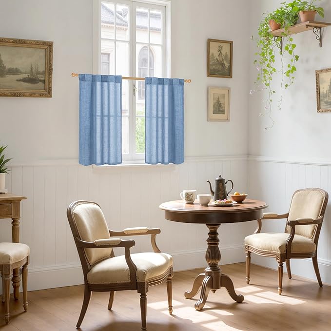 YoungsTex Denim Blue Linen Curtains 36 Inch Length - Image 2