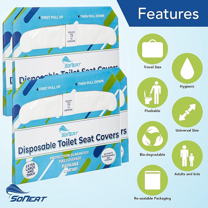 Disposable Toilet Seat Covers XL Half Fold Flushable – 400 Sheets - Image 2