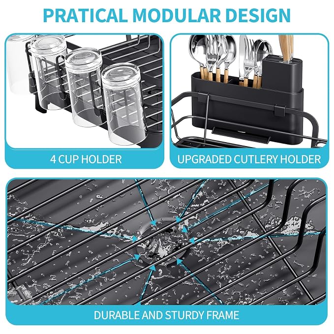 Dish Drying Rack for Kitchen Counter, Kitchen Dish Rack, Sink Dishes Strainer - Image 4