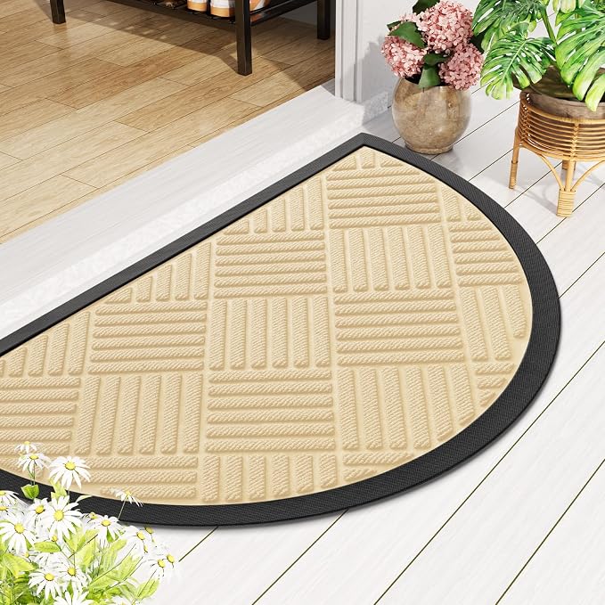 Smiry Half Circle Front Door Mat Outside Entrance, Heavy Duty Outdoor Indoor - Image 8