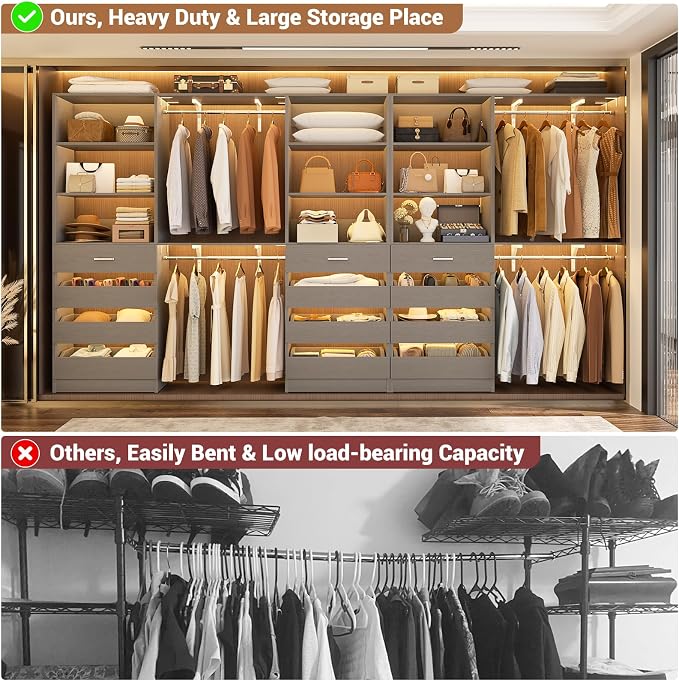 Aheaplus Closet System Set of 3, 138.5" Wood Closet Organizer System Tower - Image 6