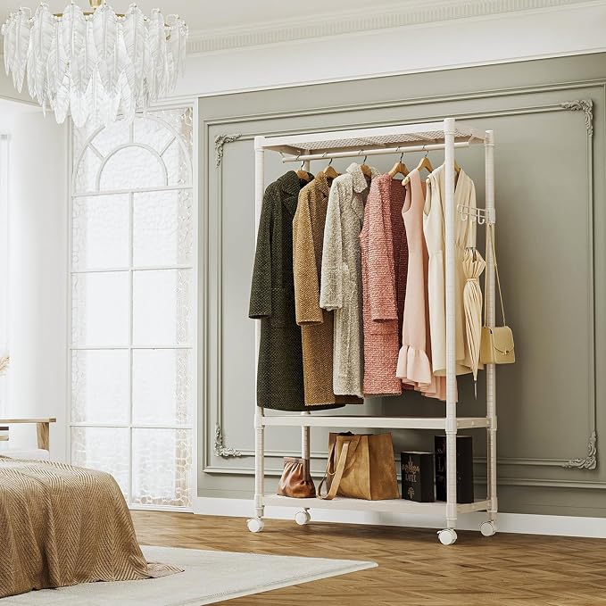 IZEUK Heavy Duty Rolling Garment Rack Wire Clothes Rack - Image 4
