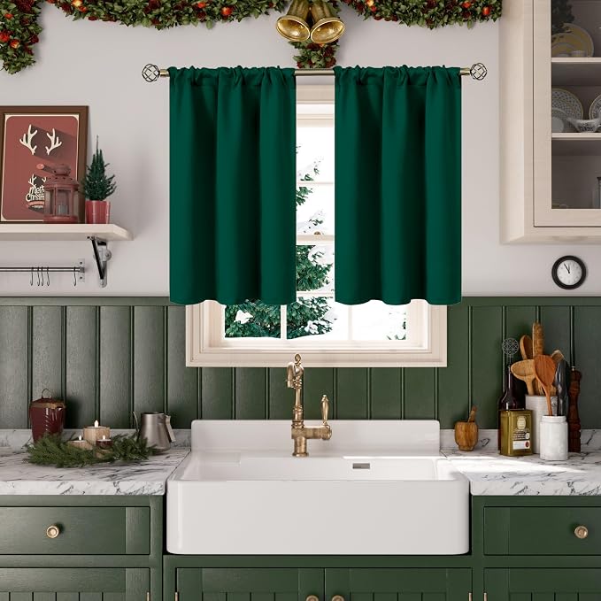 BGment Emerald Green Blackout Curtains 40 Inches Long - Image 2