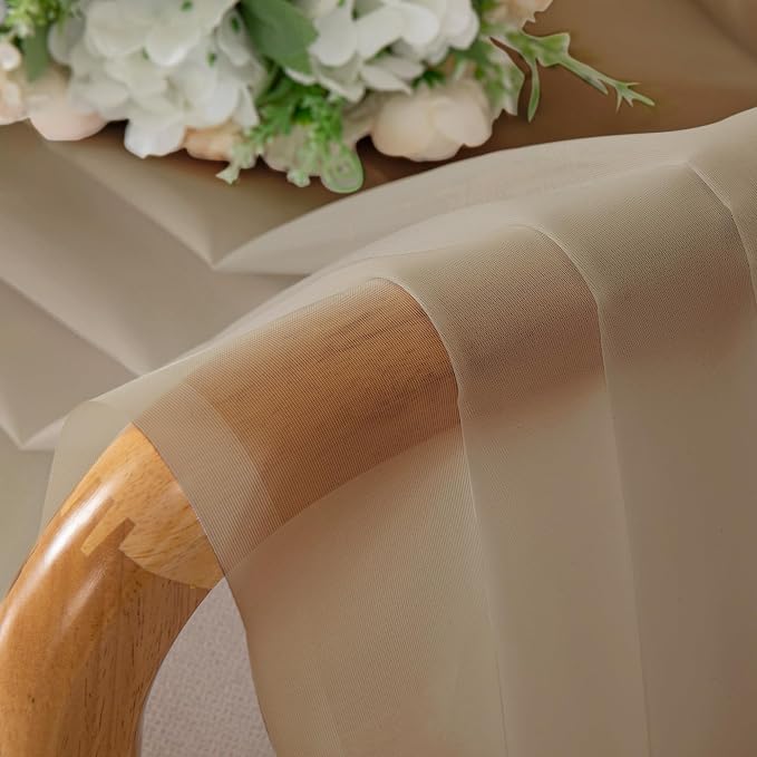 Chyhomenyc Taupe Sheer Curtains 96 inches Long 2 Panels, Light Filtering Soft - Image 7