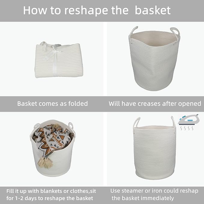 Cotton Rope Laundry Basket Hamper - Image 6