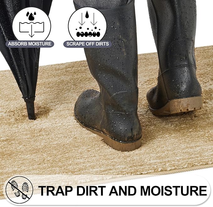 REFETONE Indoor Doormat, Front Door Mat 24"x36" Absorbent Rubber Backing Non - Image 4