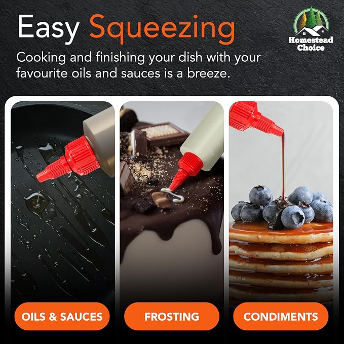 6-pack Plastic Squeeze Bottles for Sauces - 8oz Condiment Squeeze Bottles for - Image 5