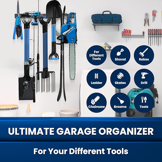 48'' All-Metal Garage Tool Organizer Wall Mount – Heavy-Duty Tool Rack Holds - Image 4