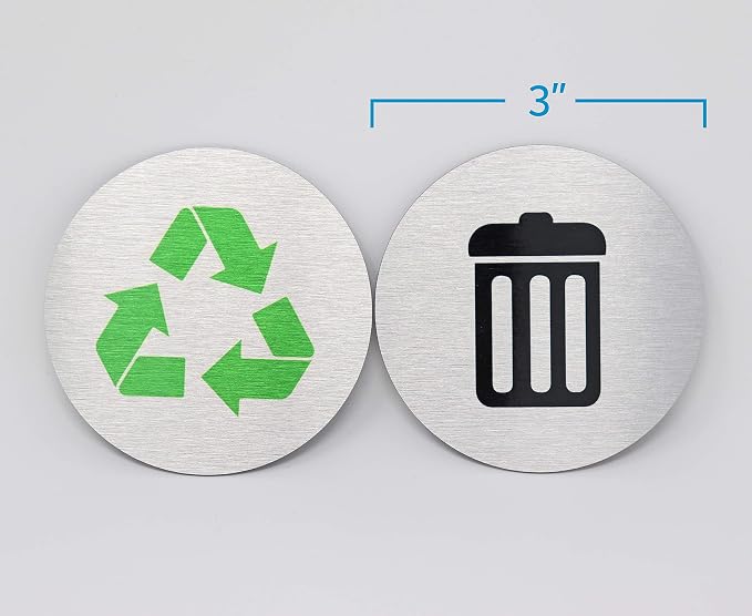 Metal Trash & Recycling Signs | Garbage & Recycling Bin Marker | Set of 2 - Image 3