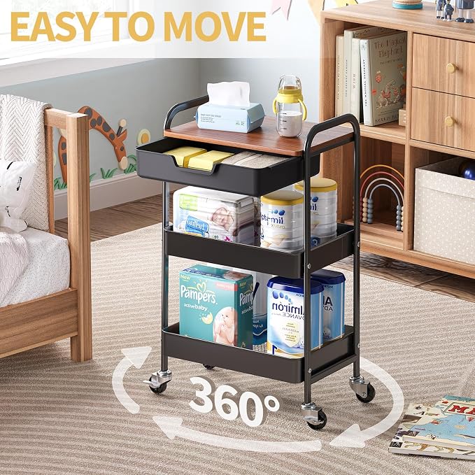 TOOLF 3-Tier Utility Rolling Cart - Image 6