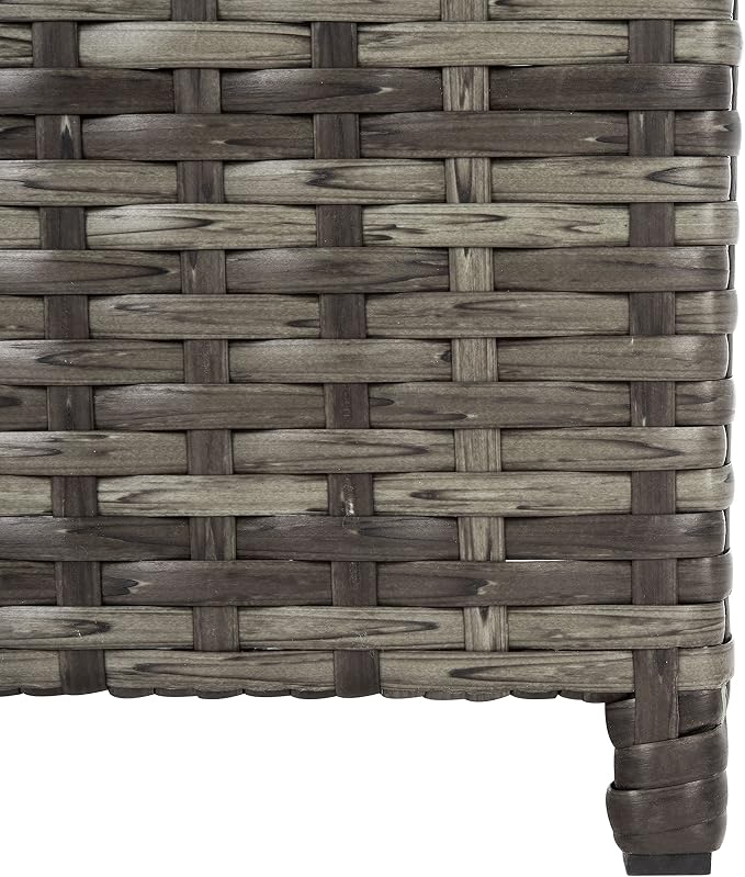 SAFAVIEH Outdoor Collection Mazeli Grey Brown Woven Swing Top Dome Lid Trash - Image 12