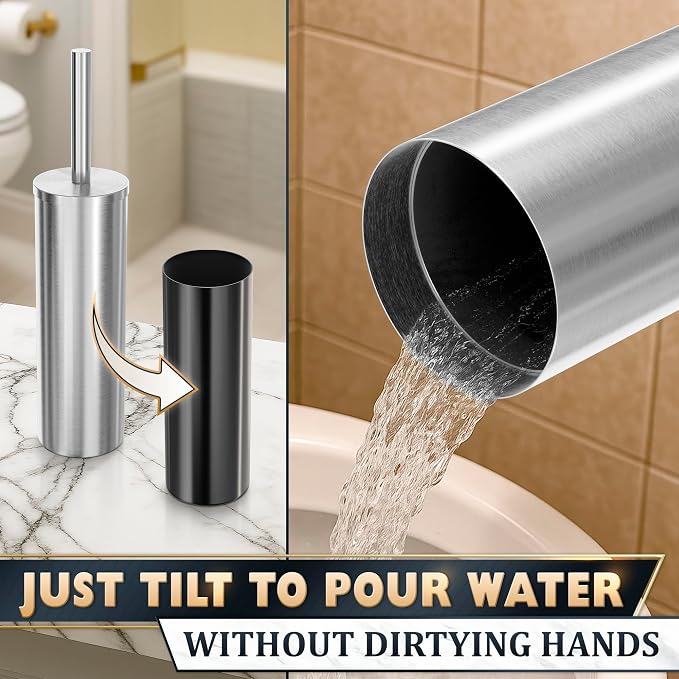 Stylish Stainless Steel Toilet Brush and Holder Set - Image 8
