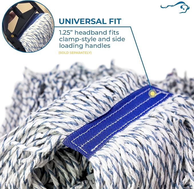 KLEEN Handler Cut End Finish Mop | 1.25" Universal Headband Maximum Absorption - Image 5