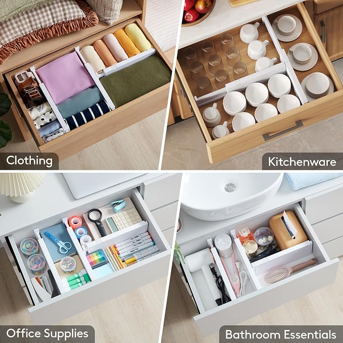 Lifewit 12 Pack Drawer Dividers 4" High, 11-17" Adjustable Dresser Drawer - Image 8