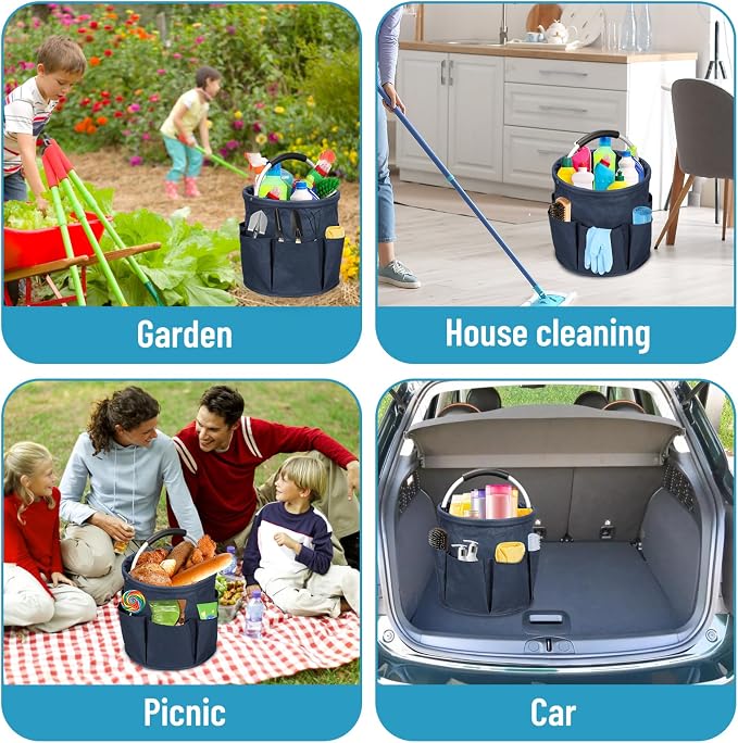 Qivine 17L Cleaning Caddy with Handle, Cleaning Supply Caddy Foldable Tool Bag - Image 6