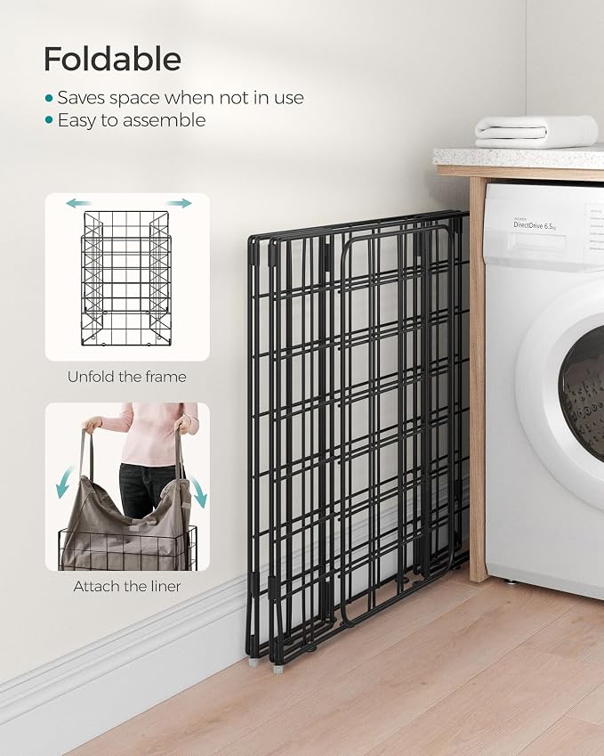 SONGMICS Laundry Hamper, 23.8 Gal. Laundry Basket, Collapsible Clothes Hamper - Image 7