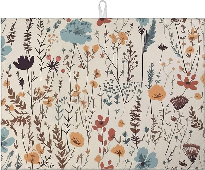 Vintage Floral Dish Drying Mat for Kitchen Counter Microfiber Absorbent Dish by VisittheDuibelproduct