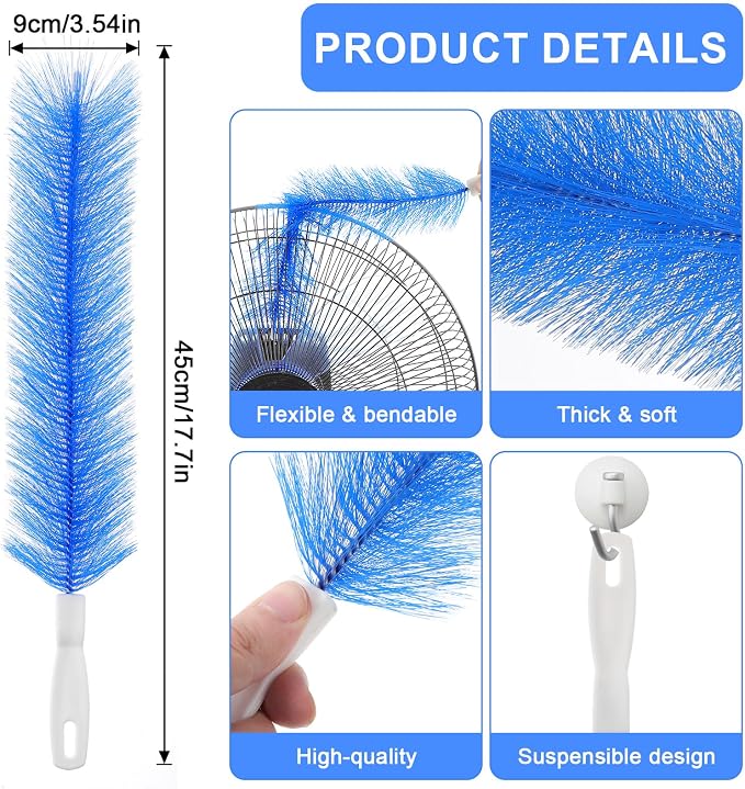 2 Pcs Fan Cleaner Brushes, Bendable Fan Cleaning Brush Cobweb Duster Set - Image 3