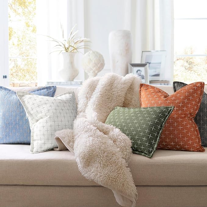 ZWJD Pillow Covers 18x18 Set of 2 Soft Polyester Textured Pillow Covers - Image 6