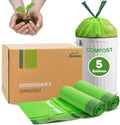 Compost Bags 5 Gallon with Drawstring Tear Off 20 Liter Extra Thick 0.78 Mils by JENCENBIO