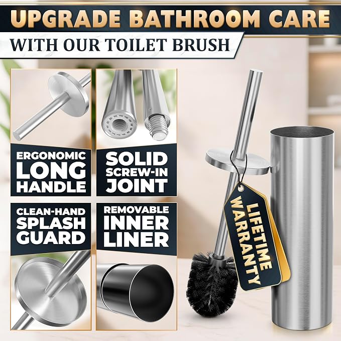 Stylish Stainless Steel Toilet Brush and Holder Set - Image 6