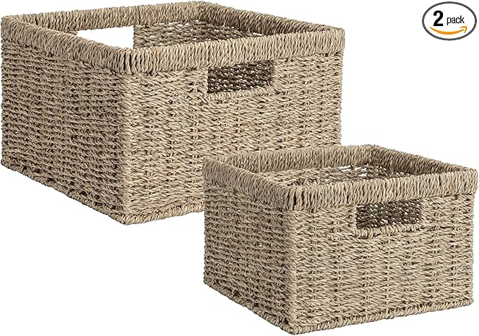 StorageWorks Wicker Storage Baskets, Large and Small Baskets, Handwoven by StorageWorks