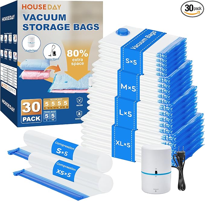 HOUSE DAY 30 Pack Vacuum Storage Bags by HOUSEDAY