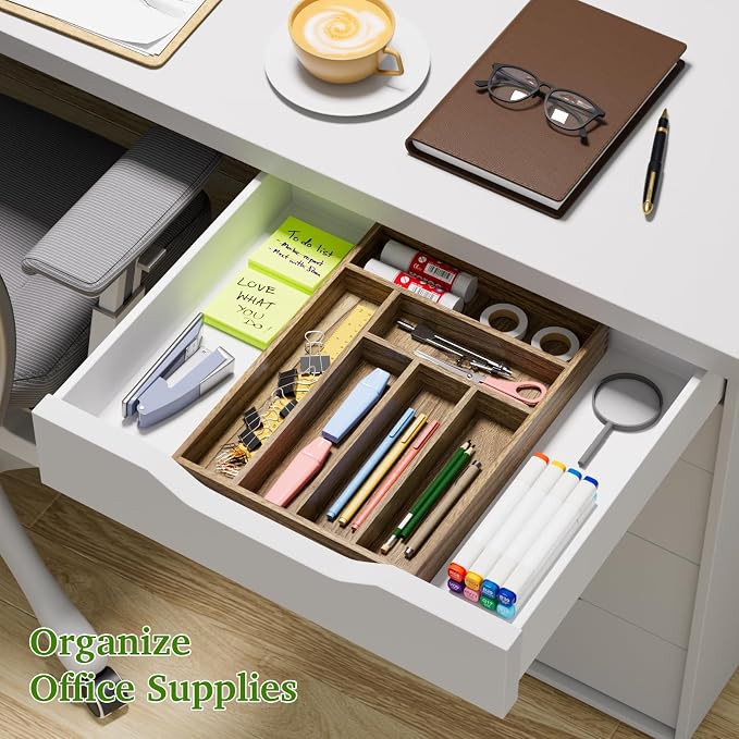 Acacia Wood Silverware Drawer Organizer, Kitchen Utensil Cutlery Drawer - Image 4