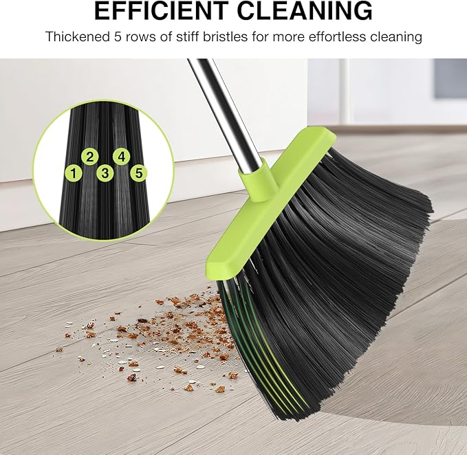 Broom and Dustpan Set, 52-in Long Adjustable Handle Broom Dustpan Combo - Image 6