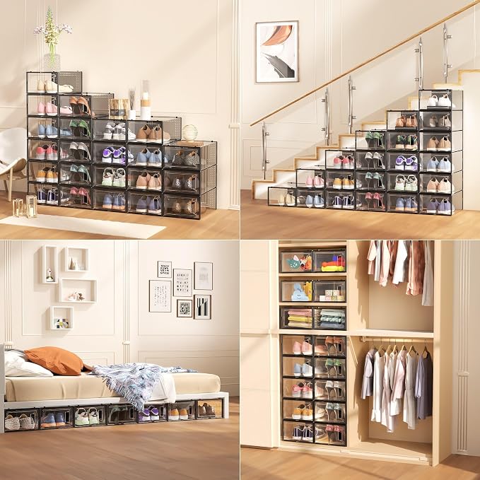 12 Pack Large Shoe Organizer Storage Boxes - Image 6